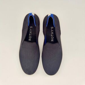 Rothy's Black and Blue Loafers with Knit Upper